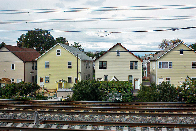 Houses near train tracks