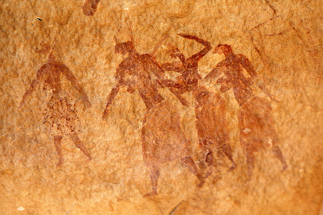 People represented in a cave painting