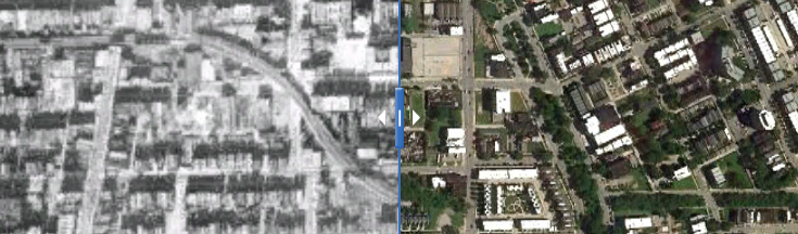 Click to view interactive before-and-after photographs of Chicago's Green Line