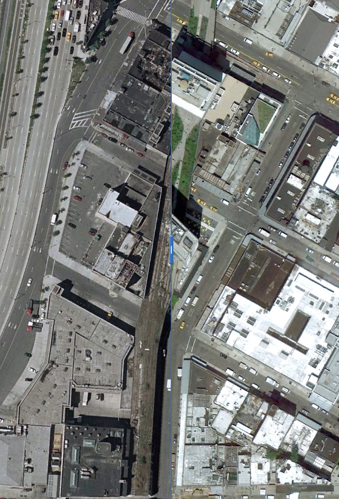 Click to view interactive before-and-after photographs of New York City's High Line