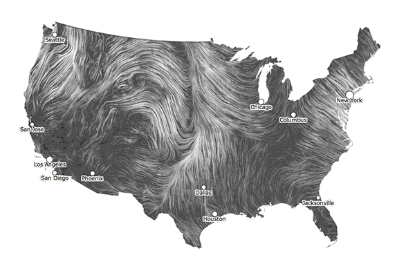 Real-time wind map